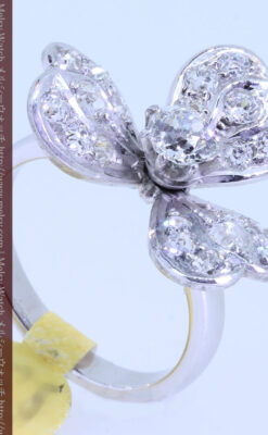 1910年頃の15金アンティークリング・ダイヤモンドの美しい花-A0276-5