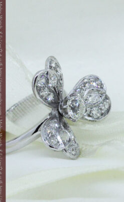 1910年頃の15金アンティークリング・ダイヤモンドの美しい花-A0276-7