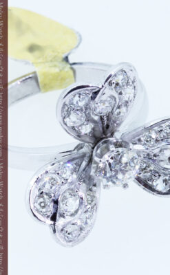 1910年頃の15金アンティークリング・ダイヤモンドの美しい花-A0276-8