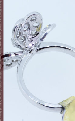 1910年頃の15金アンティークリング・ダイヤモンドの美しい花-A0276-9