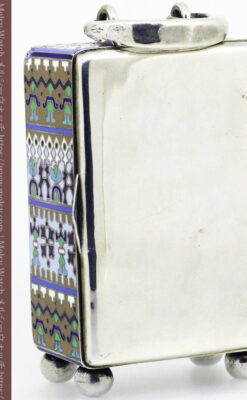 ロシア帝国時代のエナメル装飾された銀の置時計 皇帝御用達モロゾフ製【1860年頃】-A0303-15