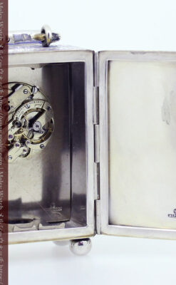 ロシア帝国時代のエナメル装飾された銀の置時計 皇帝御用達モロゾフ製【1860年頃】-A0303-16