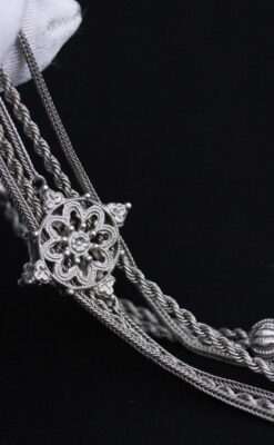 銀無垢アンティーク懐中チェーン-C0408-12