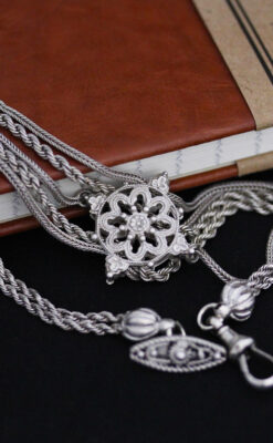 銀無垢アンティーク懐中チェーン-C0408-13
