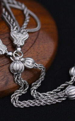 銀無垢アンティーク懐中チェーン-C0408-14