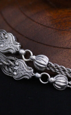 銀無垢アンティーク懐中チェーン-C0408-15