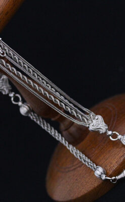 銀無垢アンティーク懐中チェーン-C0408-16