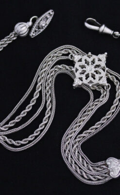 銀無垢アンティーク懐中チェーン-C0408-18