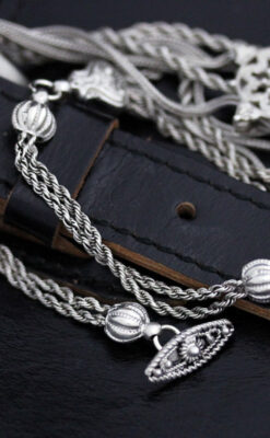 銀無垢アンティーク懐中チェーン-C0408-3