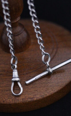 銀無垢アンティーク懐中チェーン-C0409-11