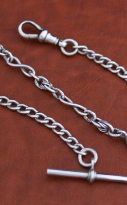 銀無垢アンティーク懐中チェーン-C0409-12