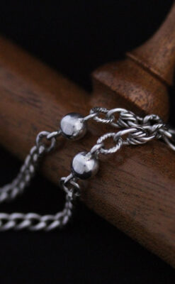 銀無垢アンティーク懐中チェーン-C0409-9