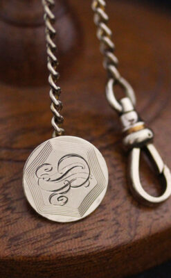 飾りボタンアンティーク懐中チェーン-C0410-3