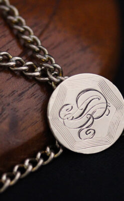 飾りボタンアンティーク懐中チェーン-C0410-4