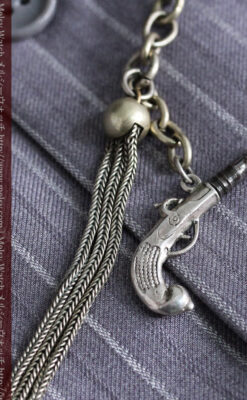 程よい年季の懐中時計チェーン-C0445-3