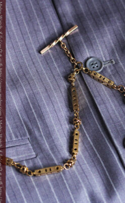 透かし彫りの懐中時計チェーン-C0447-8