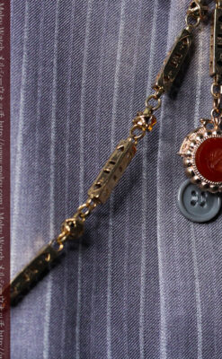 透かし彫りの懐中時計チェーン-C0447-9