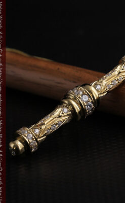 懐中時計チェーン用T字バー・金無垢ダイヤモンド-C0450-2