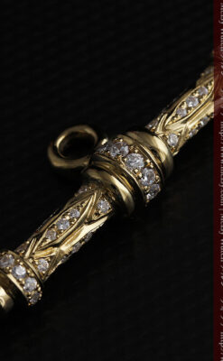 懐中時計チェーン用Ｔ字バー・金無垢ダイヤモンド-C0450-3