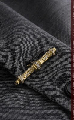 懐中時計チェーン用T字バー・金無垢ダイヤモンド-C0450-6