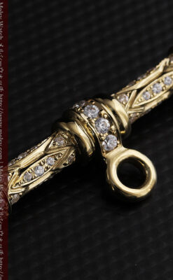 懐中時計チェーン用T字バー・金無垢ダイヤモンド-C0450-7