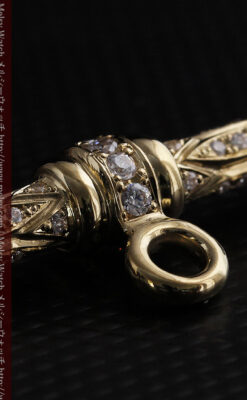 懐中時計チェーン用T字バー・金無垢ダイヤモンド-C0450-8