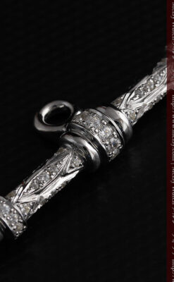 懐中時計チェーン用Ｔ字バー・金無垢ダイヤモンド-C0451-3