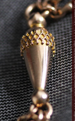 繊細豪華なアンティーク金無垢懐中時計チェーン-C0452-10