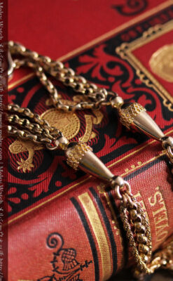 繊細豪華なアンティーク金無垢懐中時計チェーン-C0452-12