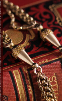 繊細豪華なアンティーク金無垢懐中時計チェーン-C0452-13