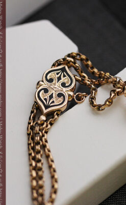 繊細豪華なアンティーク金無垢懐中時計チェーン-C0452-16