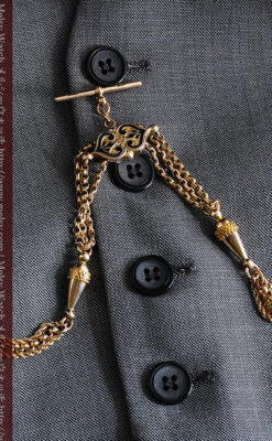 繊細豪華なアンティーク金無垢懐中時計チェーン-C0452-5