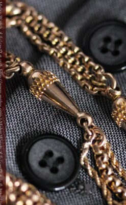 繊細豪華なアンティーク金無垢懐中時計チェーン-C0452-6