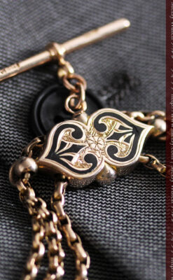 繊細豪華なアンティーク金無垢懐中時計チェーン-C0452-7