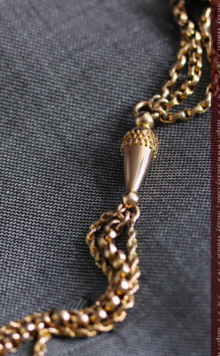 繊細豪華なアンティーク金無垢懐中時計チェーン-C0452-8