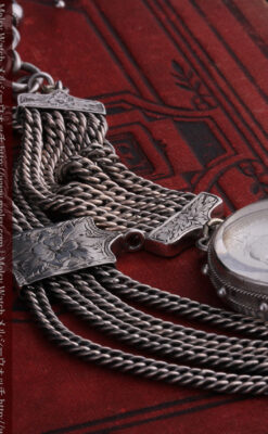 銀無垢アンティーク懐中時計チェーン ビクトリア女王銀貨【1887年頃】-C0453-10