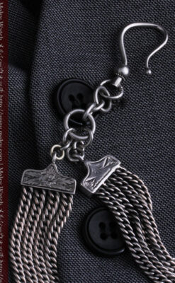 銀無垢アンティーク懐中時計チェーン ビクトリア女王銀貨【1887年頃】-C0453-11