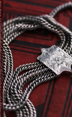 銀無垢アンティーク懐中時計チェーン ビクトリア女王銀貨【1887年頃】-C0453-13