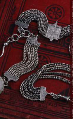 銀無垢アンティーク懐中時計チェーン ビクトリア女王銀貨【1887年頃】-C0453-14