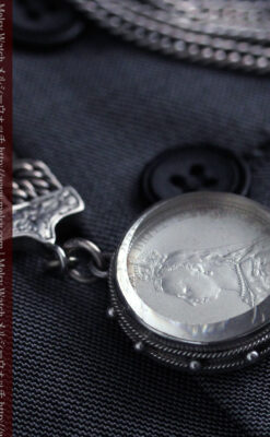 銀無垢アンティーク懐中時計チェーン ビクトリア女王銀貨【1887年頃】-C0453-18