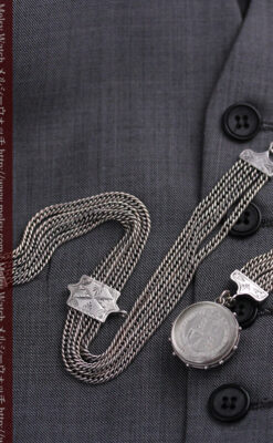 銀無垢アンティーク懐中時計チェーン ビクトリア女王銀貨【1887年頃】-C0453-7