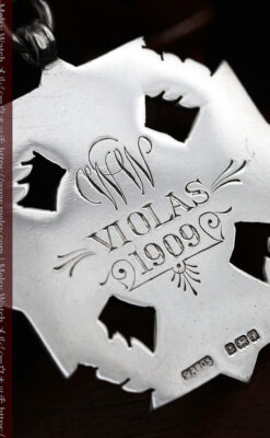 抜群の存在感を誇る特大装飾付き極太銀無垢アンティーク懐中時計チェーン-C0454-8