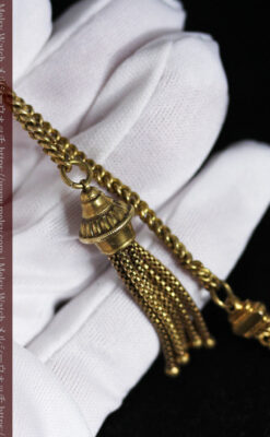 遊び心のあるアンティーク懐中時計チェーン 飾り付き複線-C0457-10