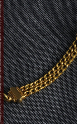 遊び心のあるアンティーク懐中時計チェーン 飾り付き複線-C0457-4