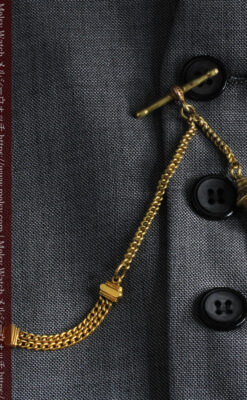 遊び心のあるアンティーク懐中時計チェーン 飾り付き複線-C0457-6