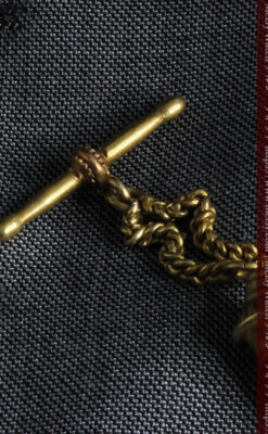 遊び心のあるアンティーク懐中時計チェーン 飾り付き複線-C0457-9