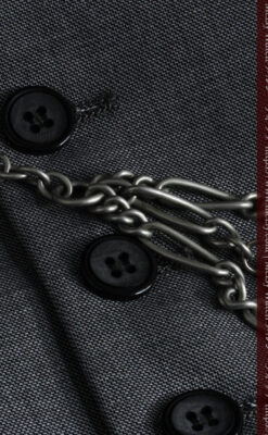 くすんだ銀色のアンティーク懐中時計チェーン 鍵巻き付き-C0458-9