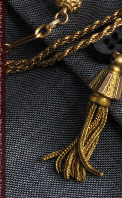 非常に綺麗なアンティークのこだわり懐中時計チェーン 飾り付き複線-C0459-6