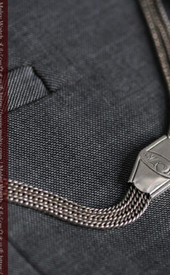 銀無垢複線のアンティーク懐中時計チェーン 銀装飾３点-C0460-3