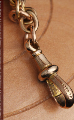 玉飾りと繊細な装飾の特別な金無垢アンティーク懐中時計チェーン-C0462-18